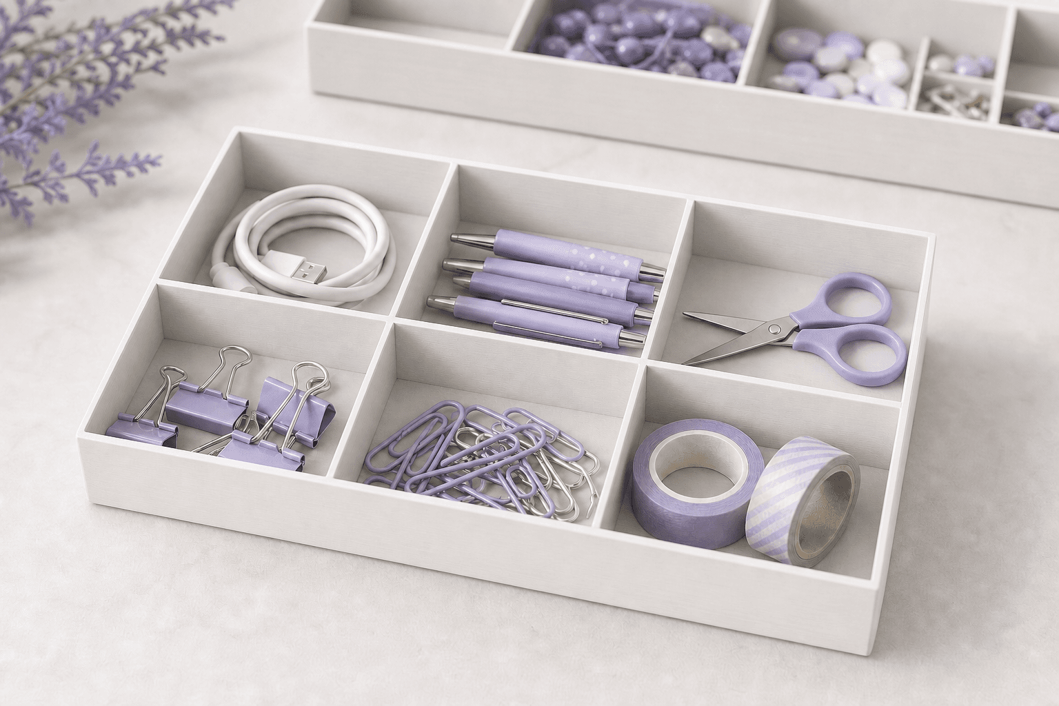 Organizator 3D cu șase compartimente